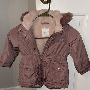 Next Kids Tan Puffer Jacket with Faux Fur